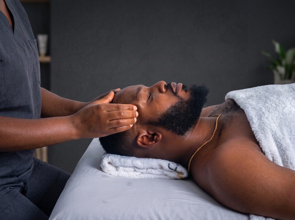 Skin consultation before a facial at Lizaffair Beauty Spa, Abuja