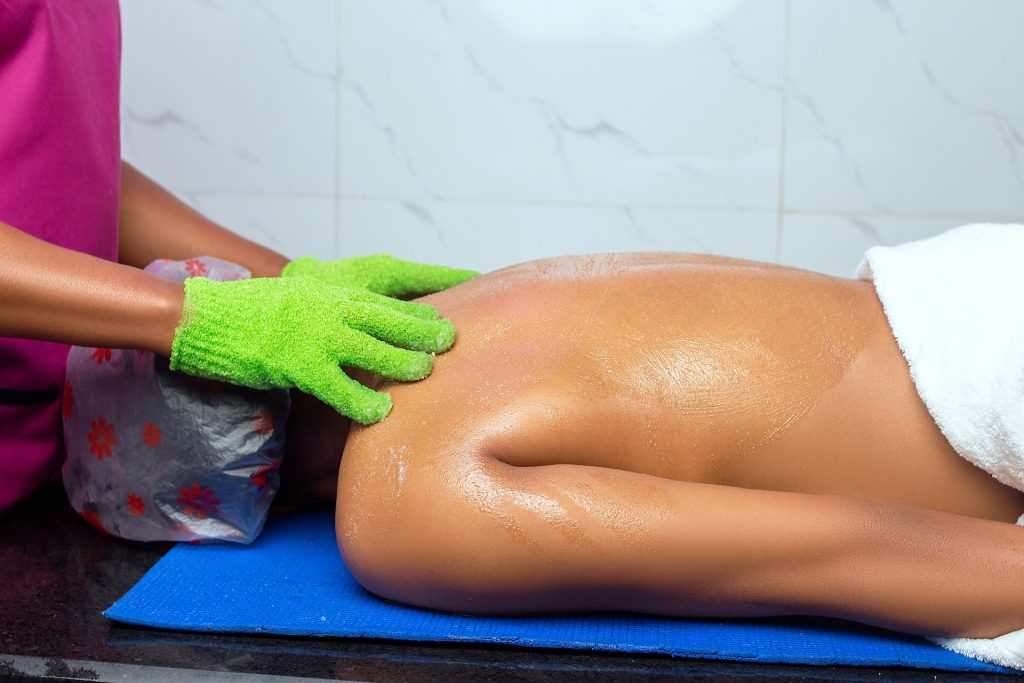 Body scrub treatment at Lizaffair Beauty Spa, Abuja